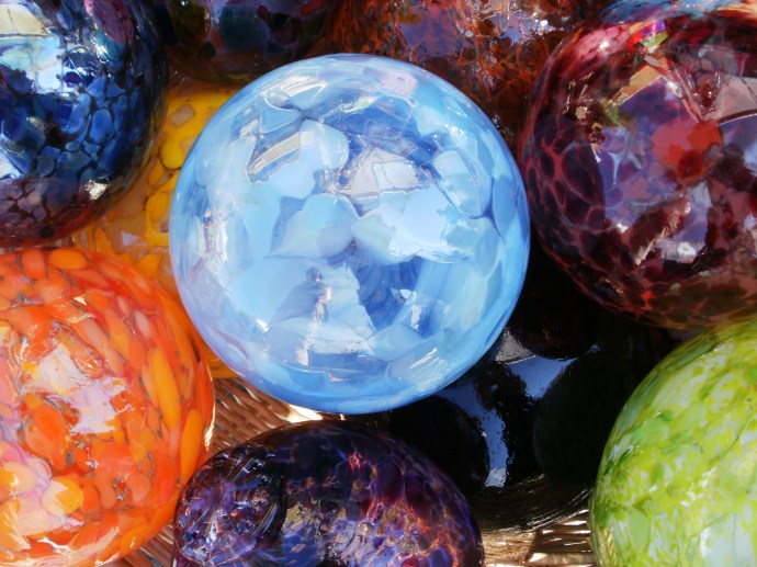 Colorful hand blown glass balls